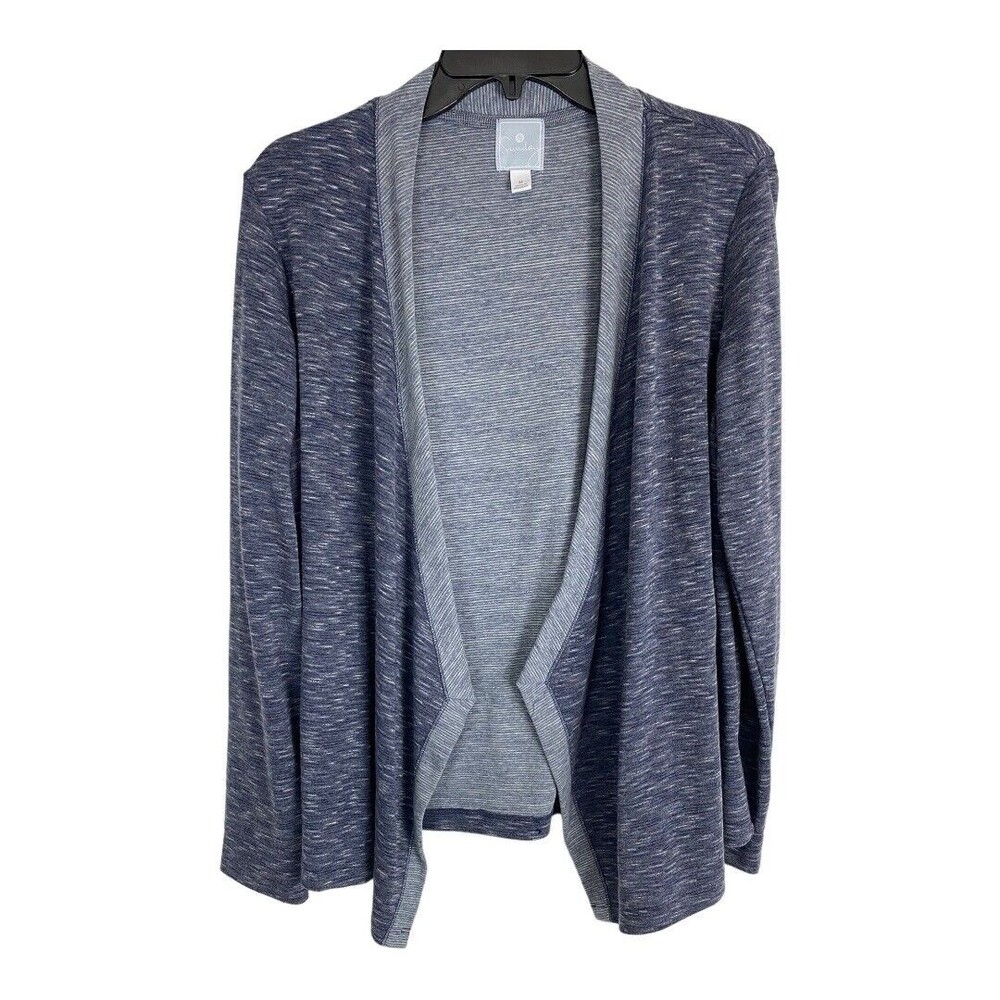 Sunday Womens Shirt Adult Size medium Shrug Grayish Blue  Open Front Long Sleeve